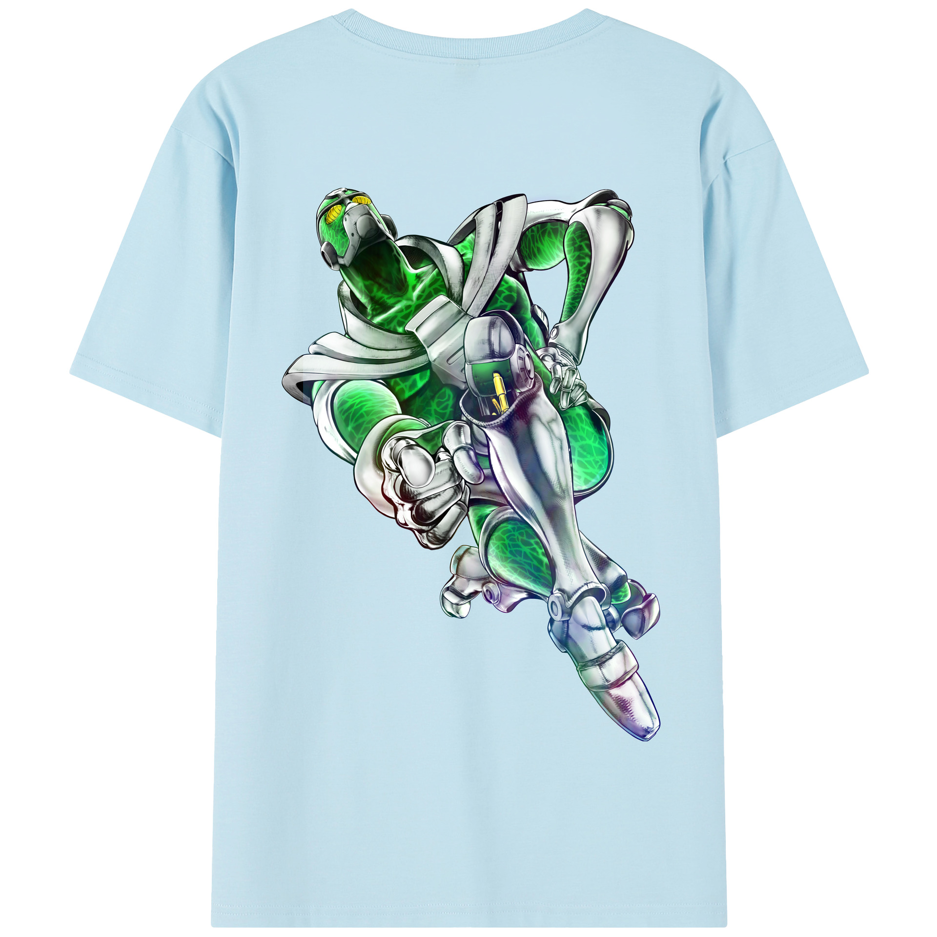 （画像用） ジョジョの奇妙な冒険 花京院 典明（かきょういん のりあき） JoJo's Bizarre Adventure Kakyoin Noriaki 綿100％半袖Tシャツ（背面プリント）